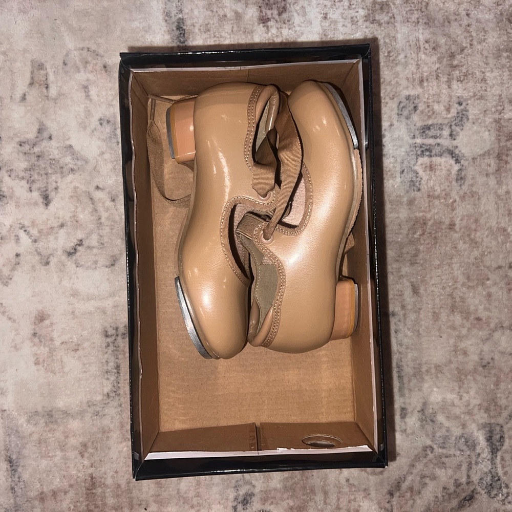 Tan Tap Dance Shoes with Silver Accents